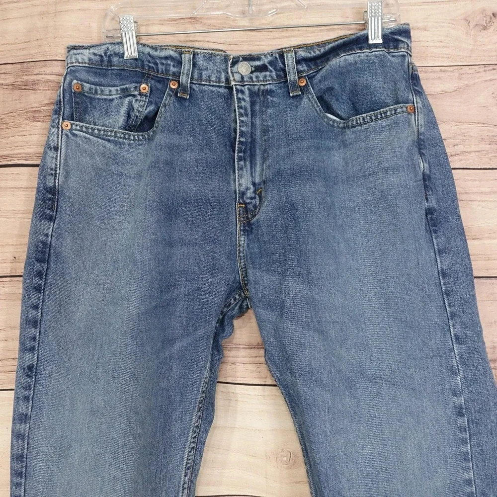 Levis 505 Jeans Mens 33x29 (34x30) Blue Medium Wash Regular Fit Stretch Denim
